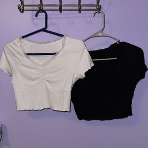 Lace trim crop top